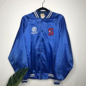 Satin Varsity Jacket with Patch